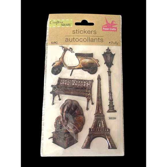 Crafters Square Puffy Stickers Set Lot 3 Pks Vintage Cameras Music Instruments - Picture 2 of 16